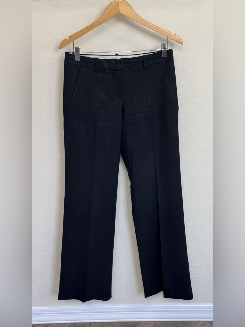 Theory Black Wool Blend Tailored Straight Leg Dress Pants Size 4